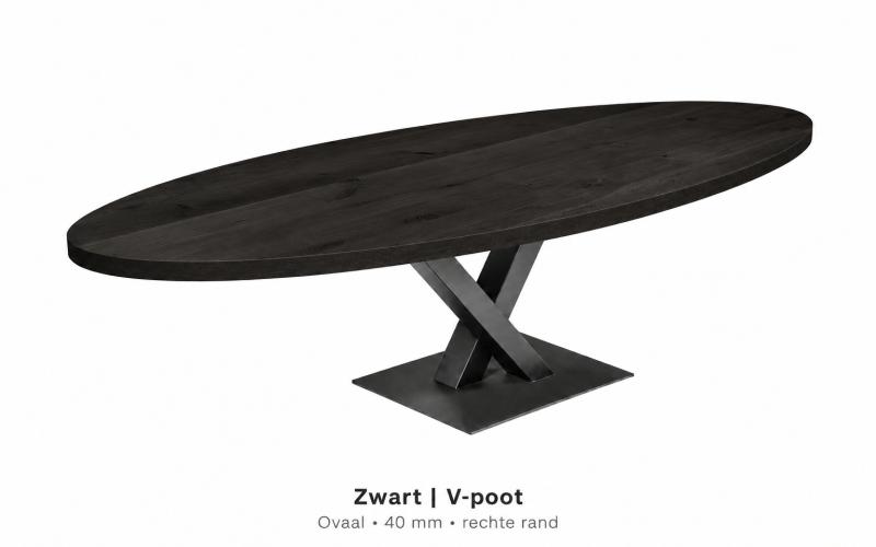 Ovale eiken eettafel 40 mm &ndash; zelf samenstellen